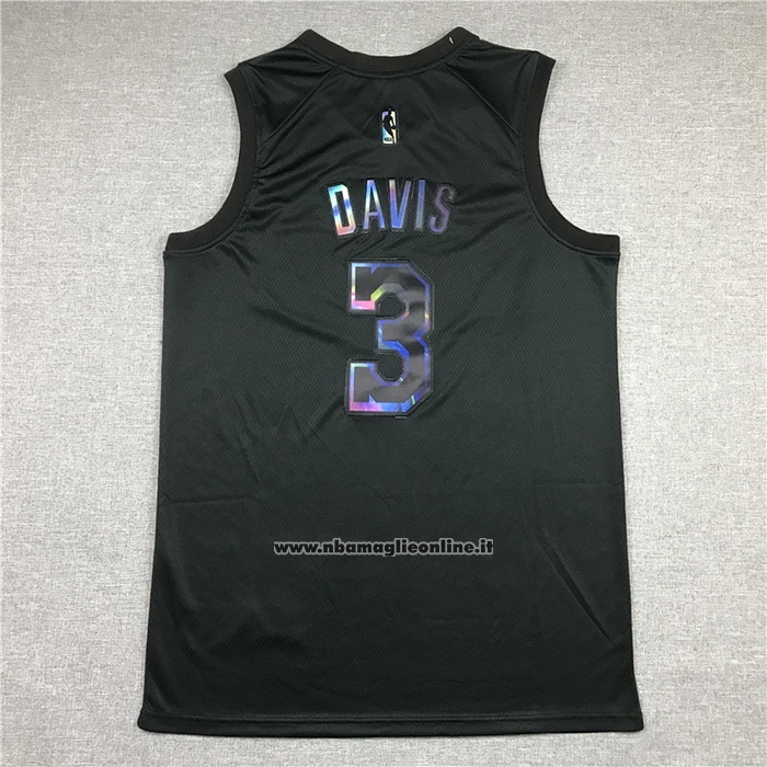 Maglia Los Angeles Lakers Anthony Davis #3 Iridescent Logo Nero
